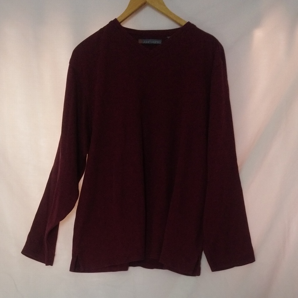 John Henry V Neck Long Sleeves Maroon Shirt